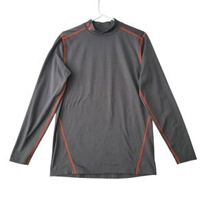 Under Armour Base Layer Top Men Large Coldgear Long Sleeve Mock Neck Gray Orange